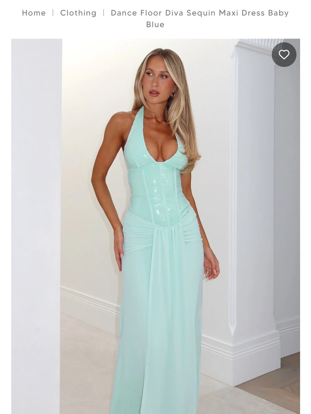 White Fox Boutique Mint Sequin Halter Maxi Dress